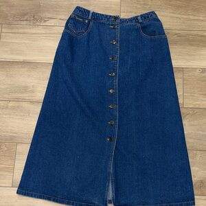 Harve’ Benard button-front blue denim maxi skirt, vintage 80s size woman’s 8